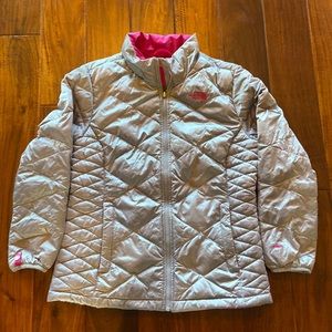 North Face Puffer Jacket Girls Size XL 18 Gray 550 Down Insulated Quilted [EXC]